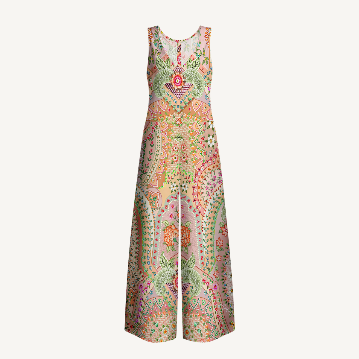 Patchwork Mandala Floral Womens Jumpsuit With Pockets
