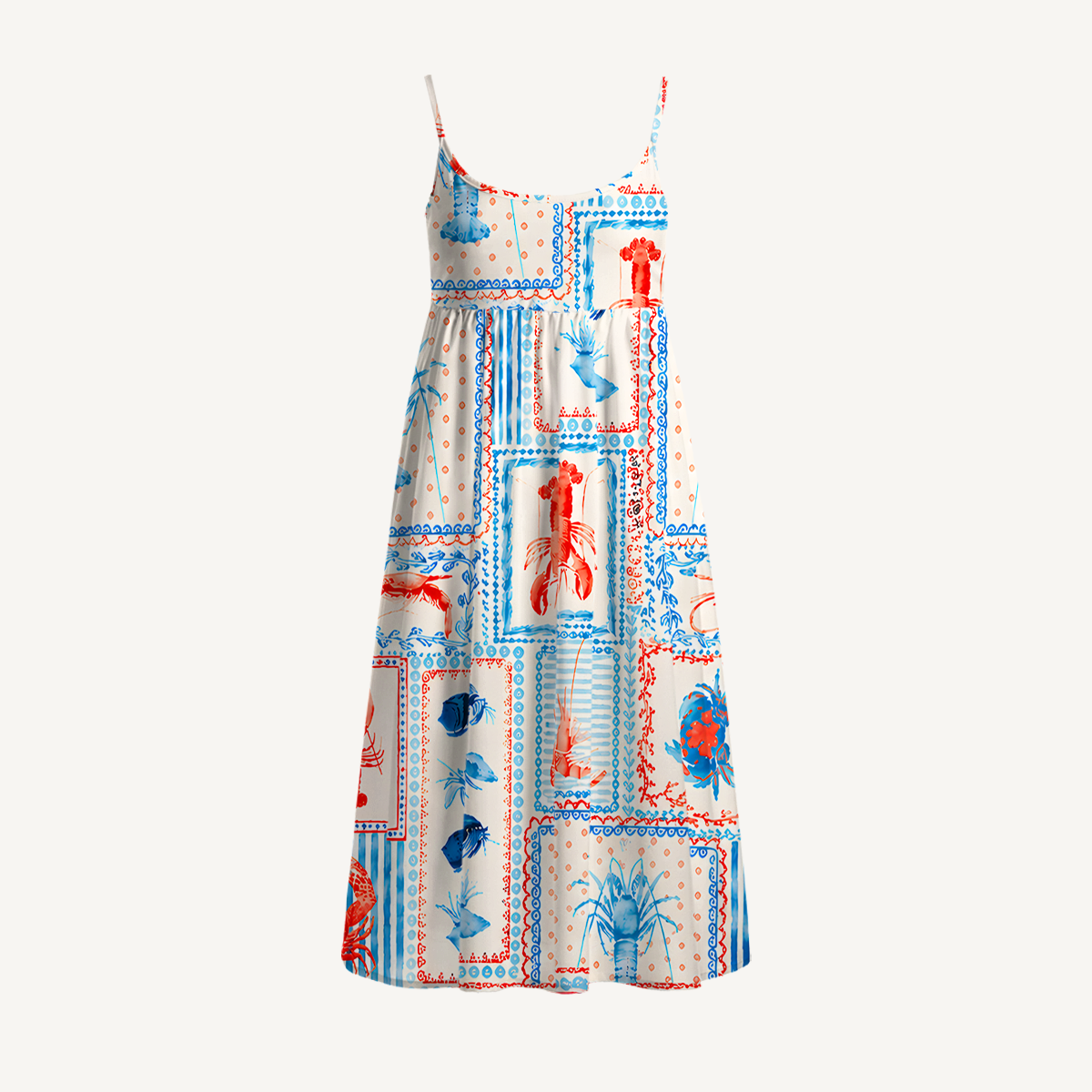 Lobster & Crab Patchwork Vacation Mini Dress