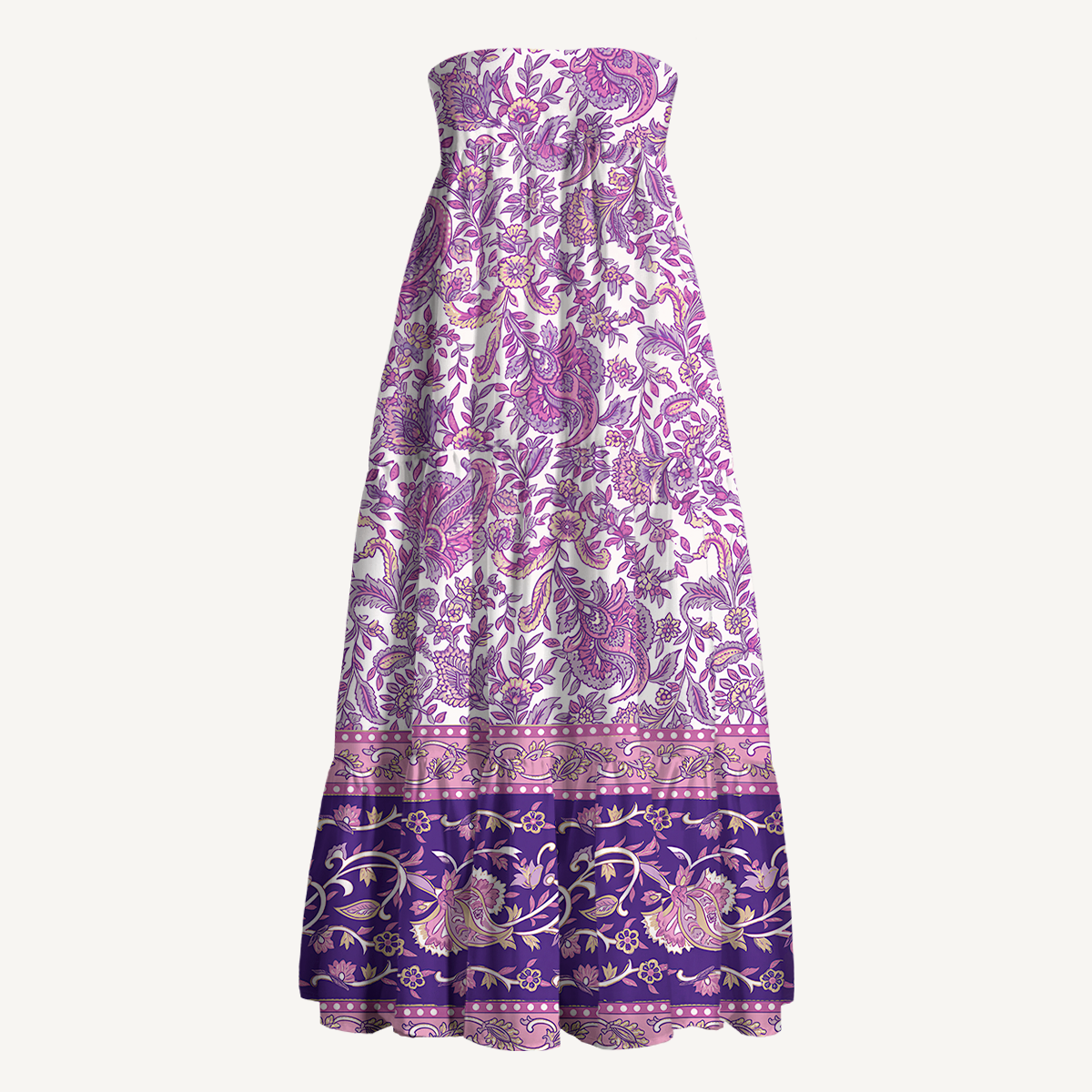 Violet Paisley Garden Print Convertible Maxi Skirt & Strapless Dress