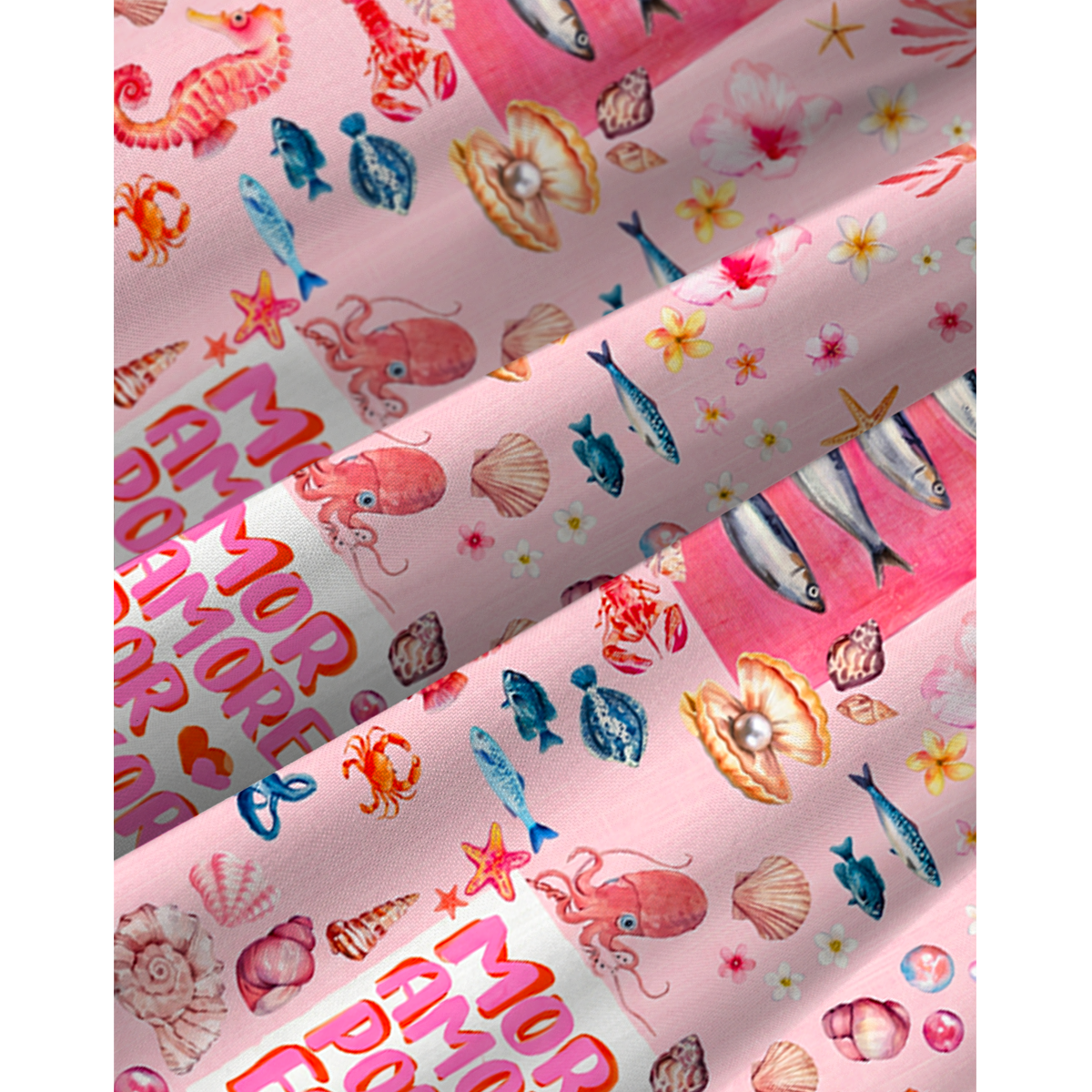 Pink Ocean Life Spaghetti Strap Mini Dress