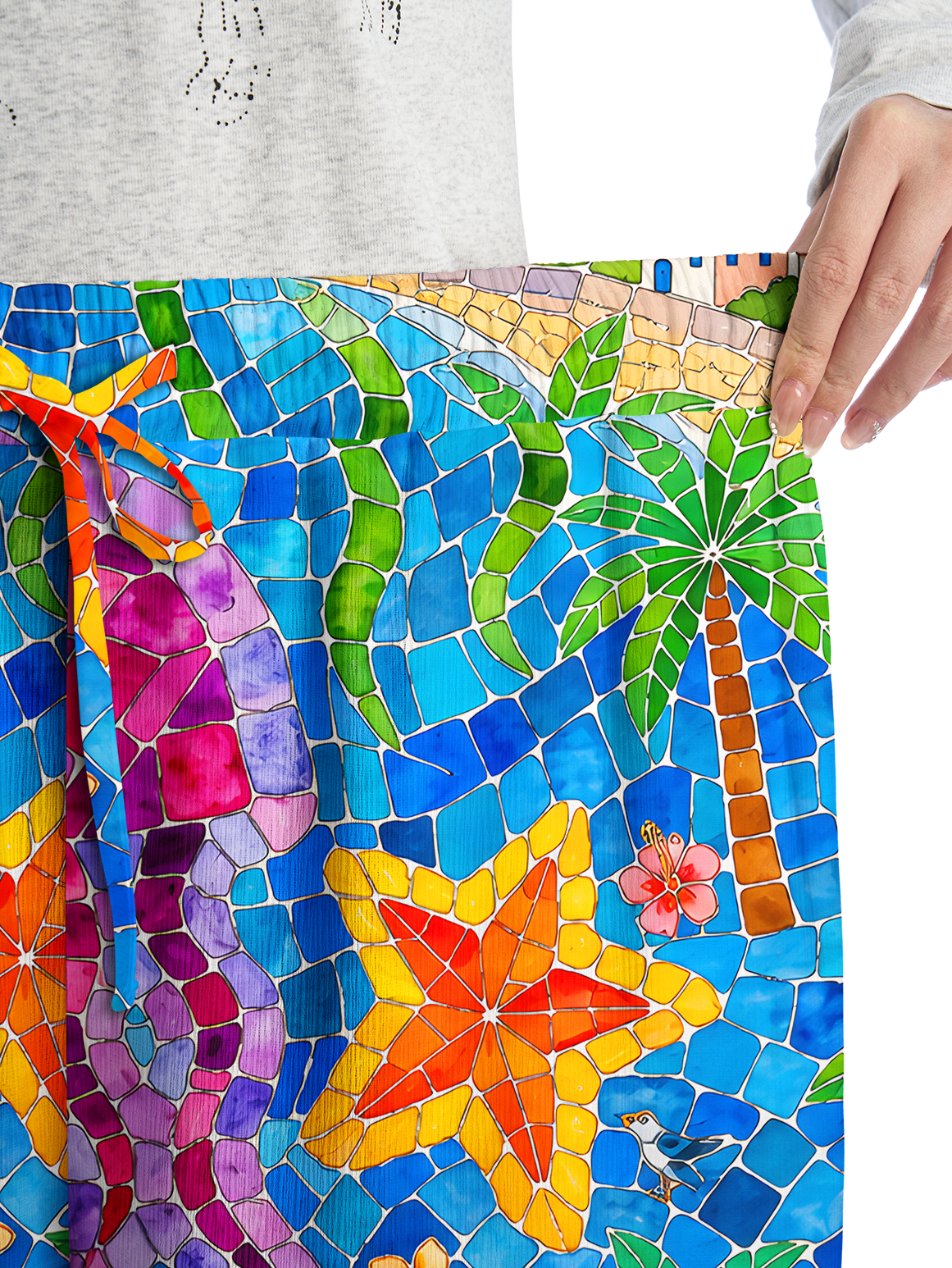 Under the Sea Wide Leg Tie Waist Pants With Pockets