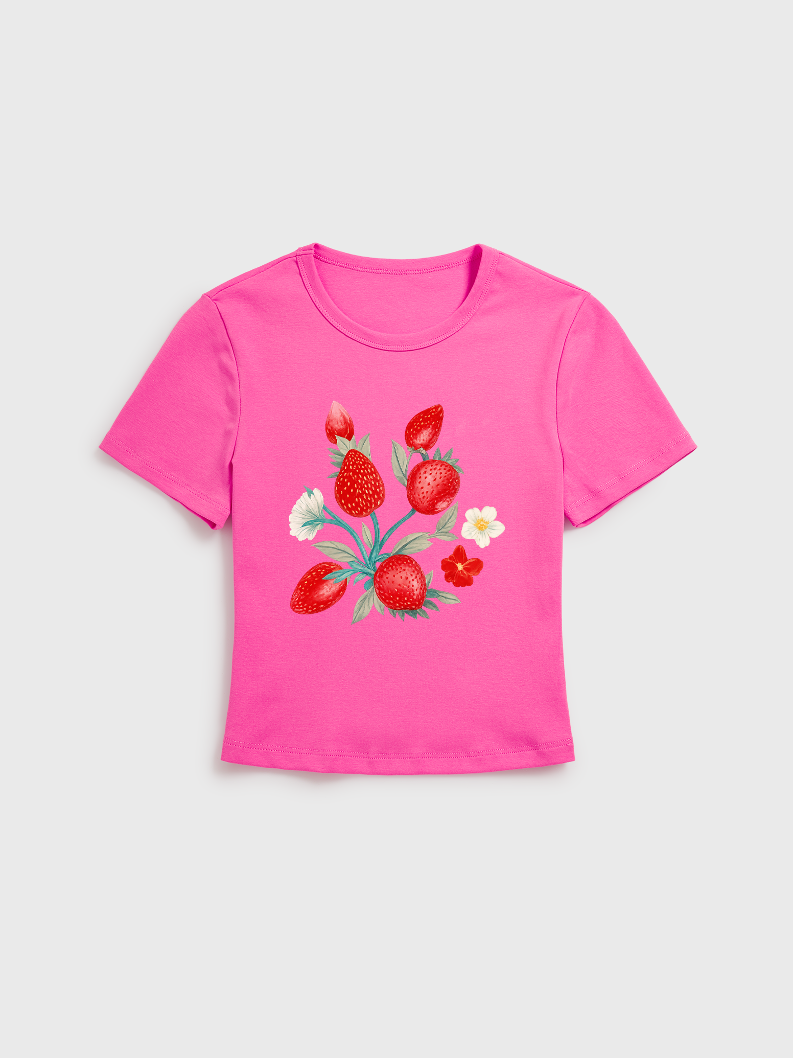 Fruit Party Vacation Print Crew Neck Cotton Tee