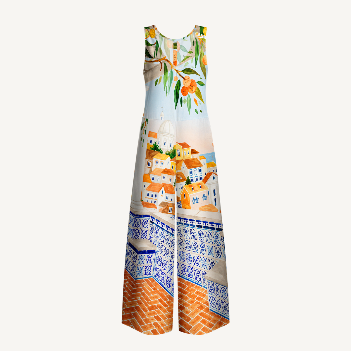Lisbon Cityscape Jumpsuit with Pockets for Women