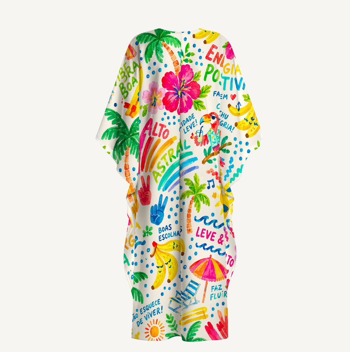 Rainbow Escape Kimono Sleeve Kaftan Dress