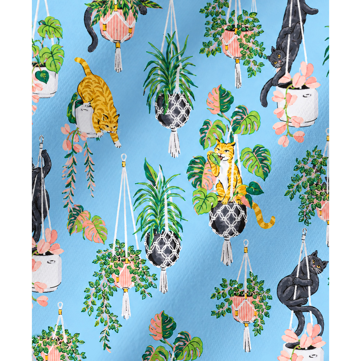 Cats & Hanging Houseplants Long Sleeves Pajama Sets