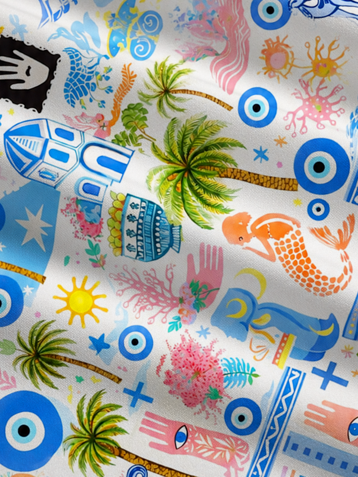 Greek Island Charms Pattern Bow Strap Maxi Dress