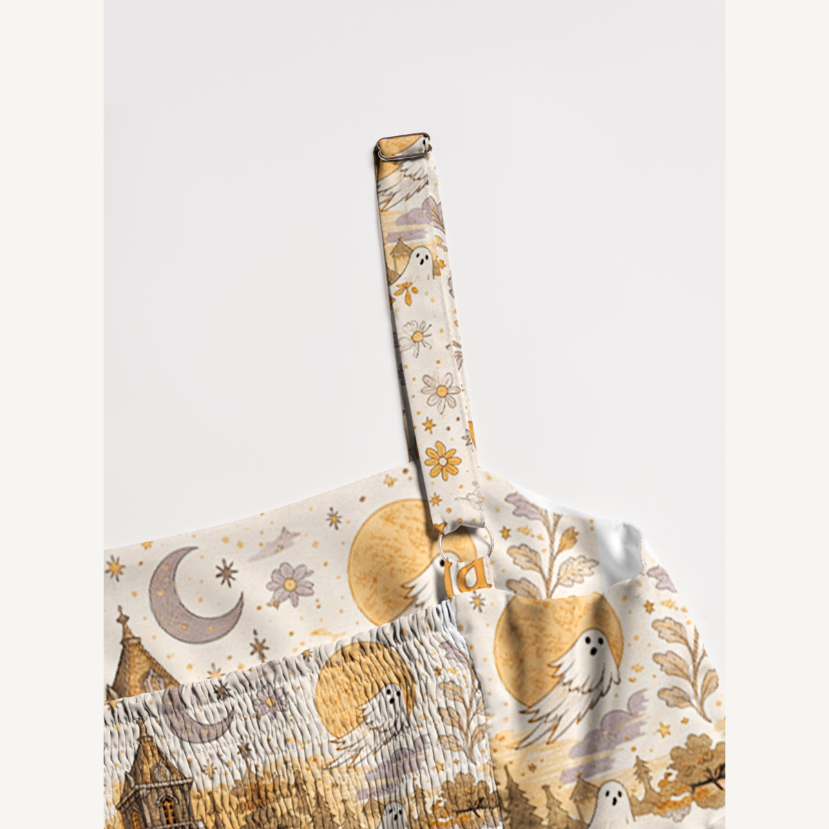 Haunted Village Pumpkin Print Halloween Strap Maxi Dress With Pockets