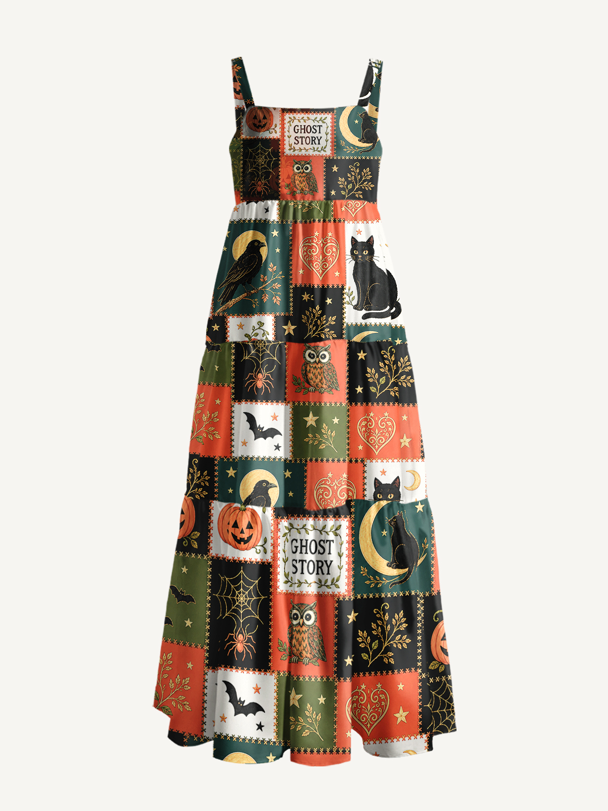 Midnight Ghost Story Strap Maxi Dress With Pockets