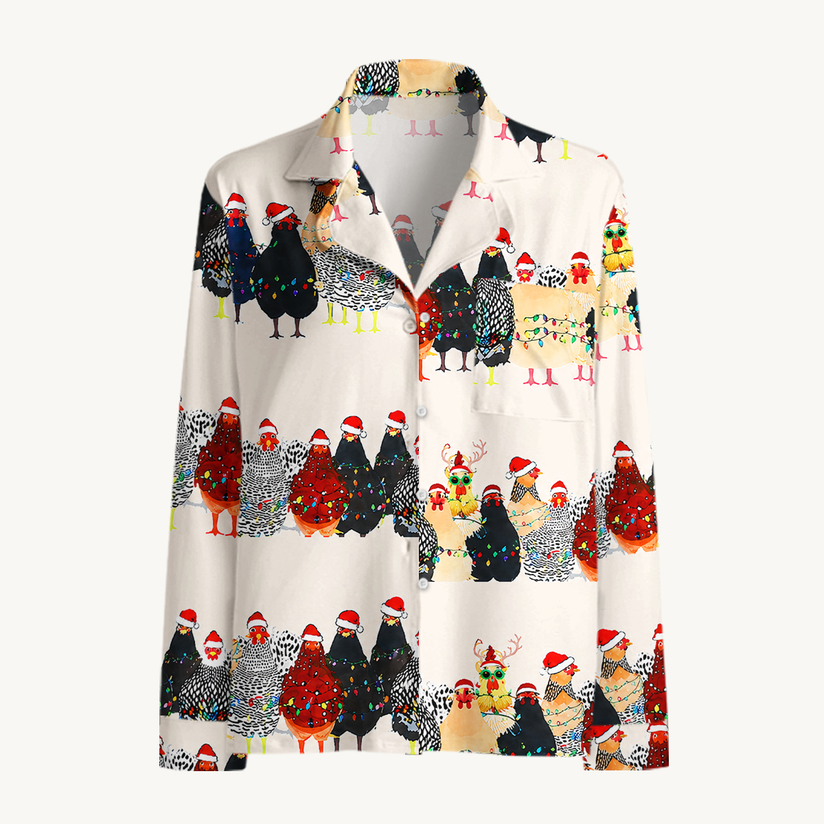 Festive Christmas Chicken Long Sleeves Pajama Sets