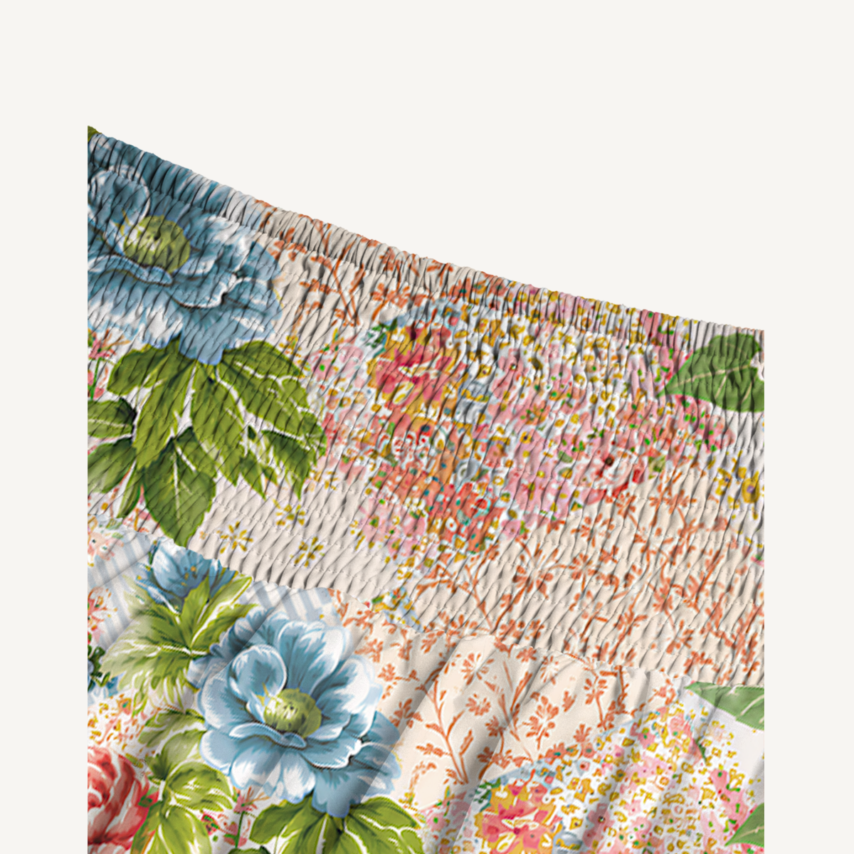 Vintage Cottage Garden Quilt Print Convertible Maxi Skirt & Strapless Dress
