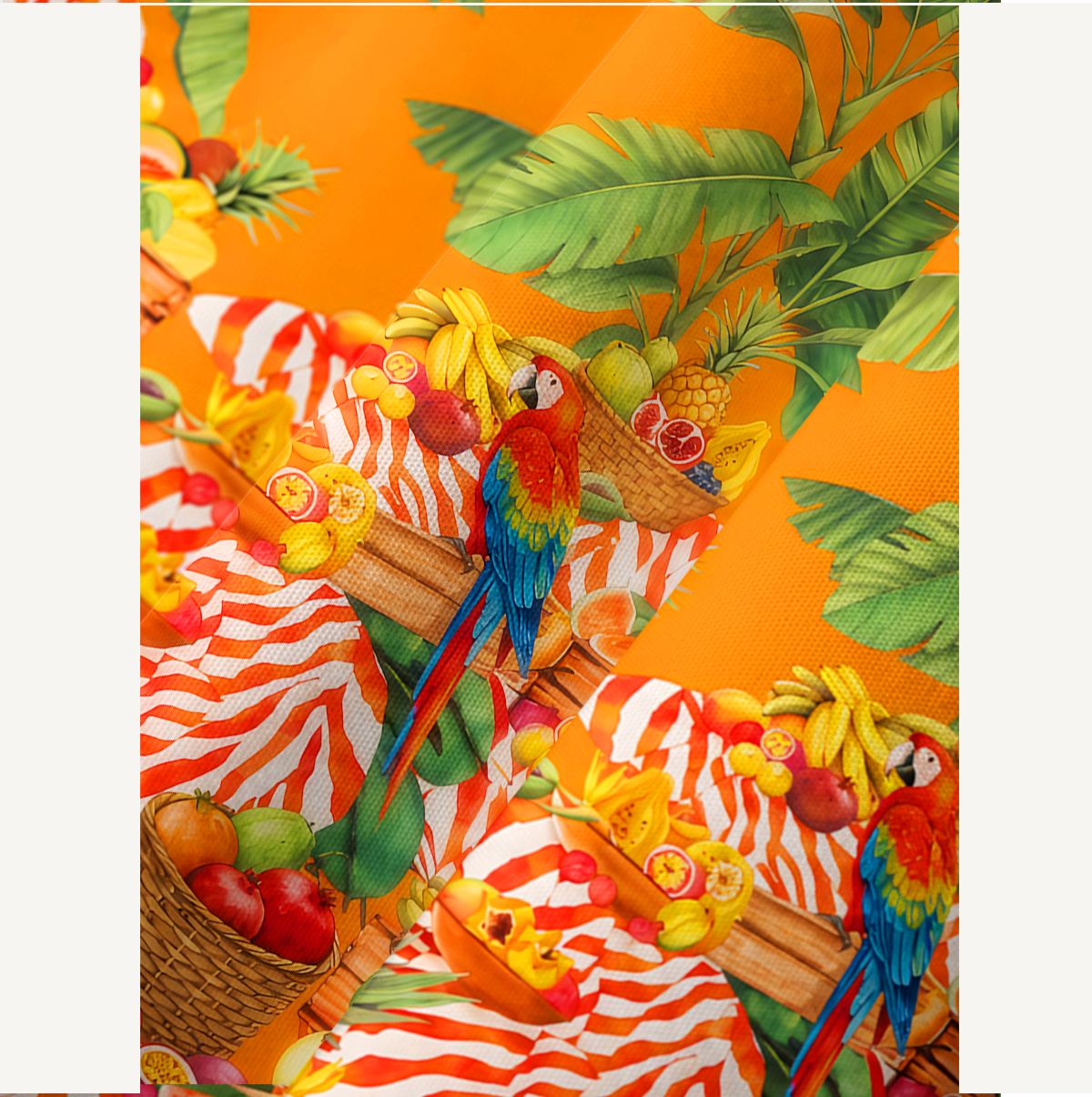 Tropical Parrot Fruit Feast Kimono Sleeve Kaftan Dress