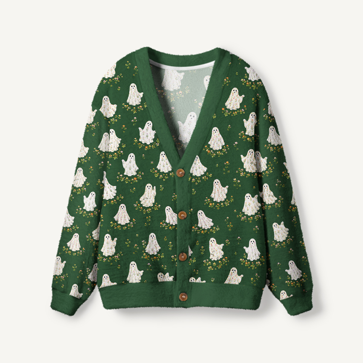 Floral Ghost Garden Halloween Cardigan Sweaters