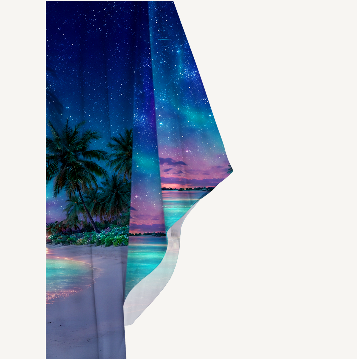 Starlit Tropical Lagoon Kimono Sleeve Kaftan Dress
