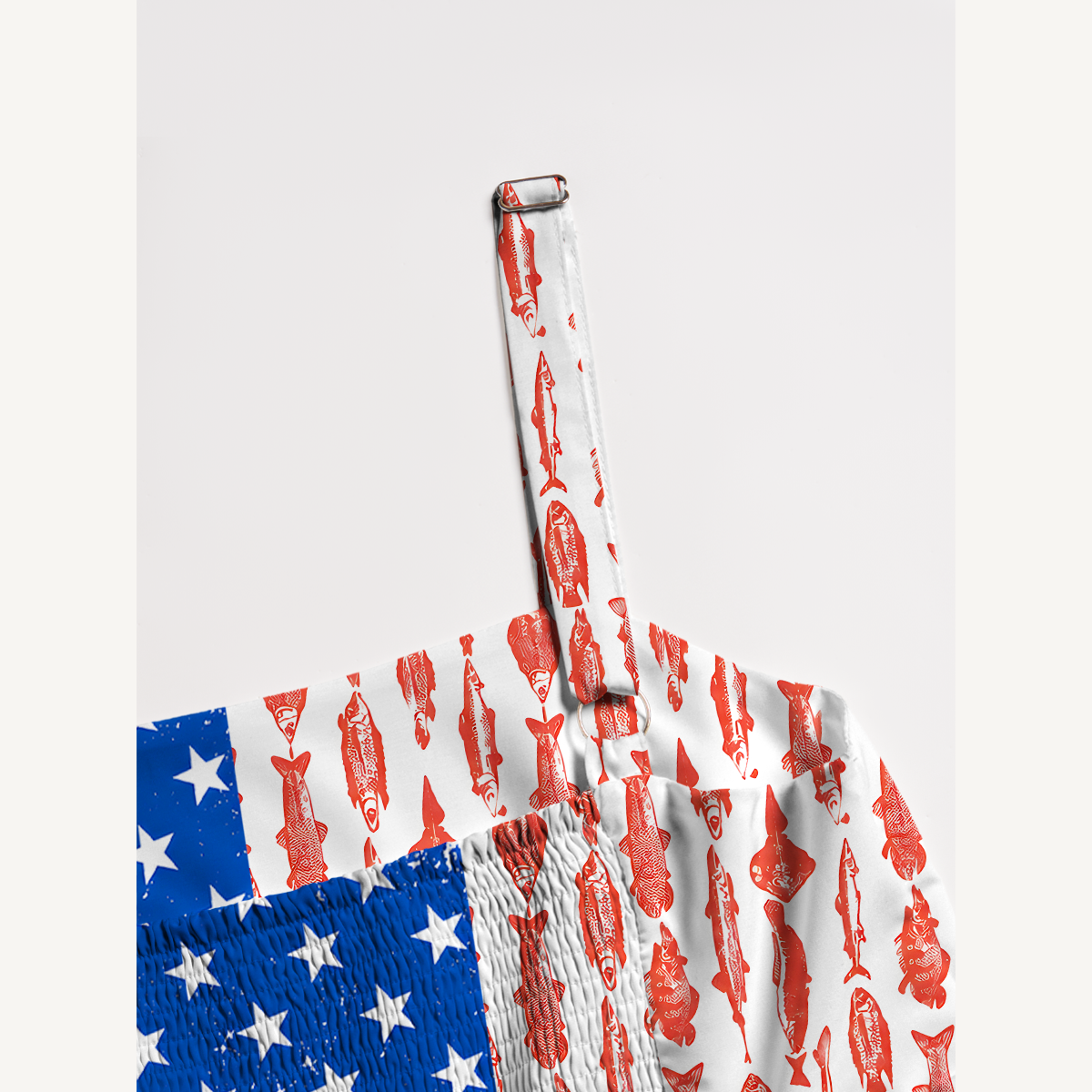 American Flag Fish Pattern Maxi Dress With Pockets