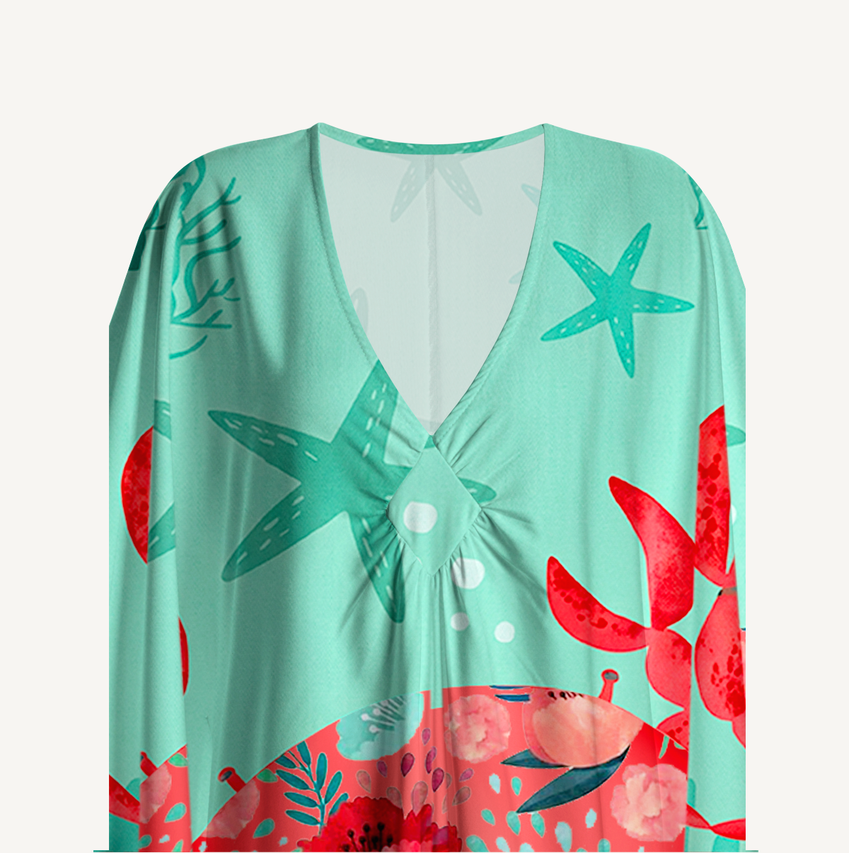 Floral Crab Kimono Sleeve Kaftan Dress