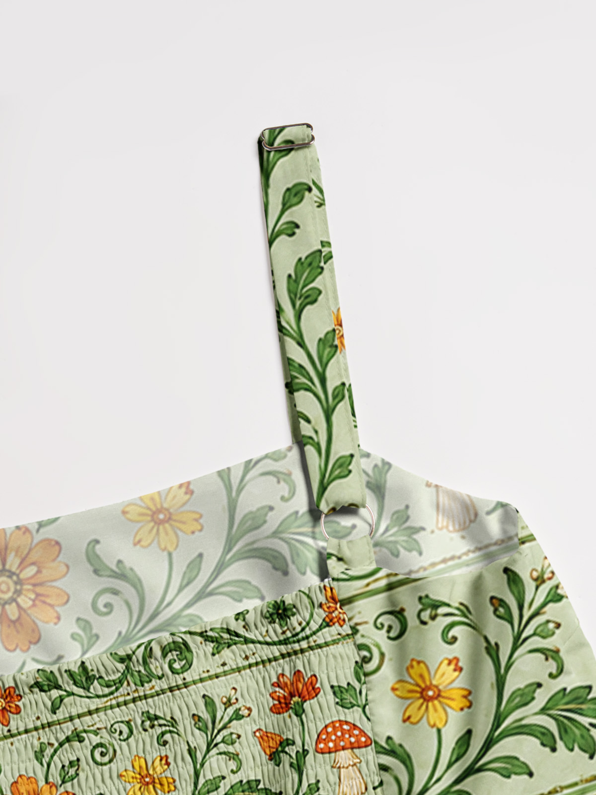 Sage Green Forest Foxes Strap Maxi Dress With Pockets