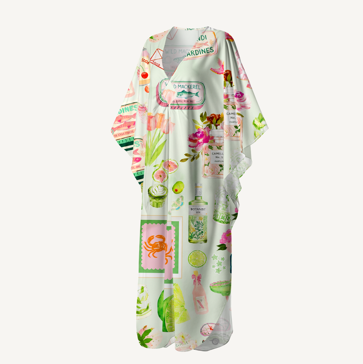 Scandi Summer Picnic Kimono Sleeve Kaftan Dress