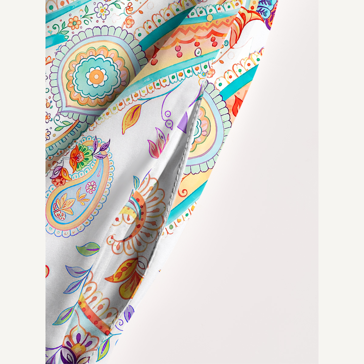 Boho Paisley Floral Botanical Pattern Strap Maxi Dress With Pockets