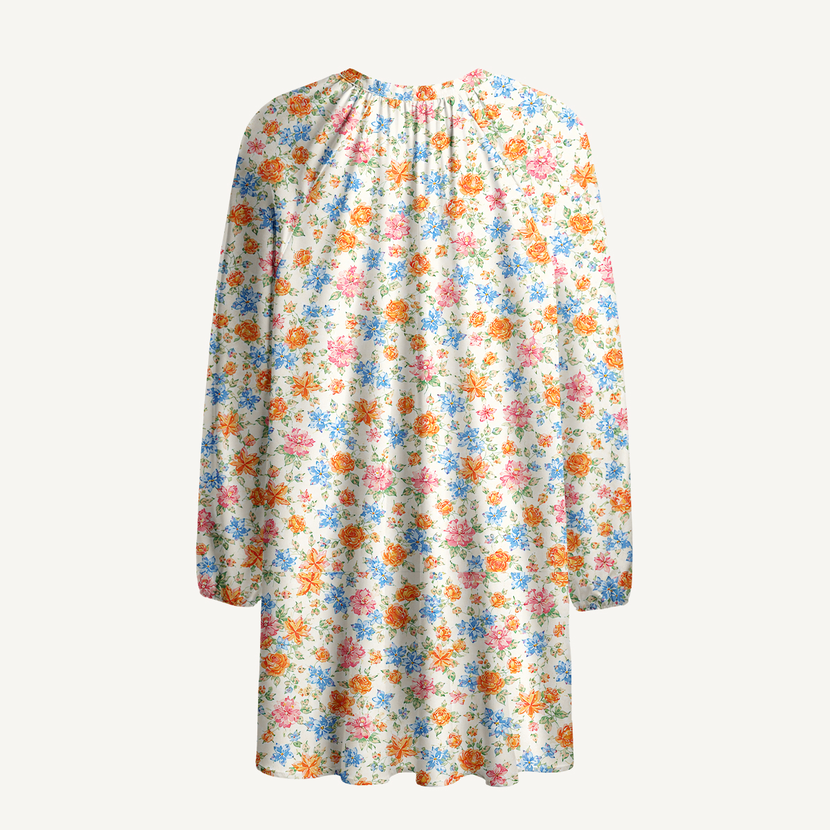 Wildflower Cottage Garden Tie‑Neck Mini Dress
