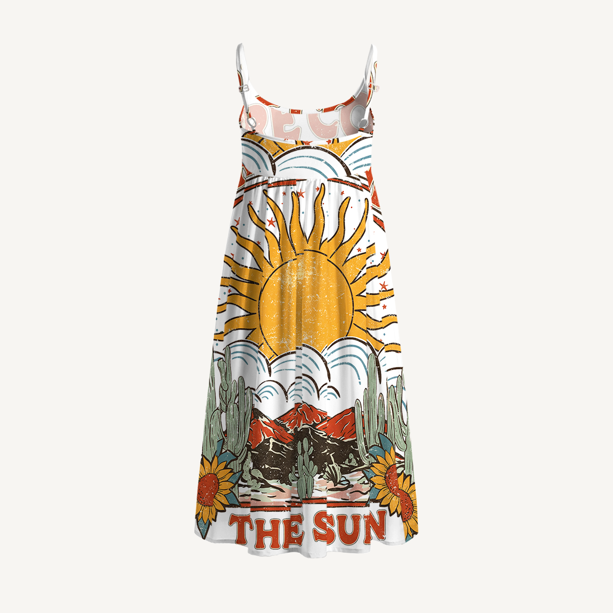 Western Sun & Cact Spaghetti Strap Mini Dress
