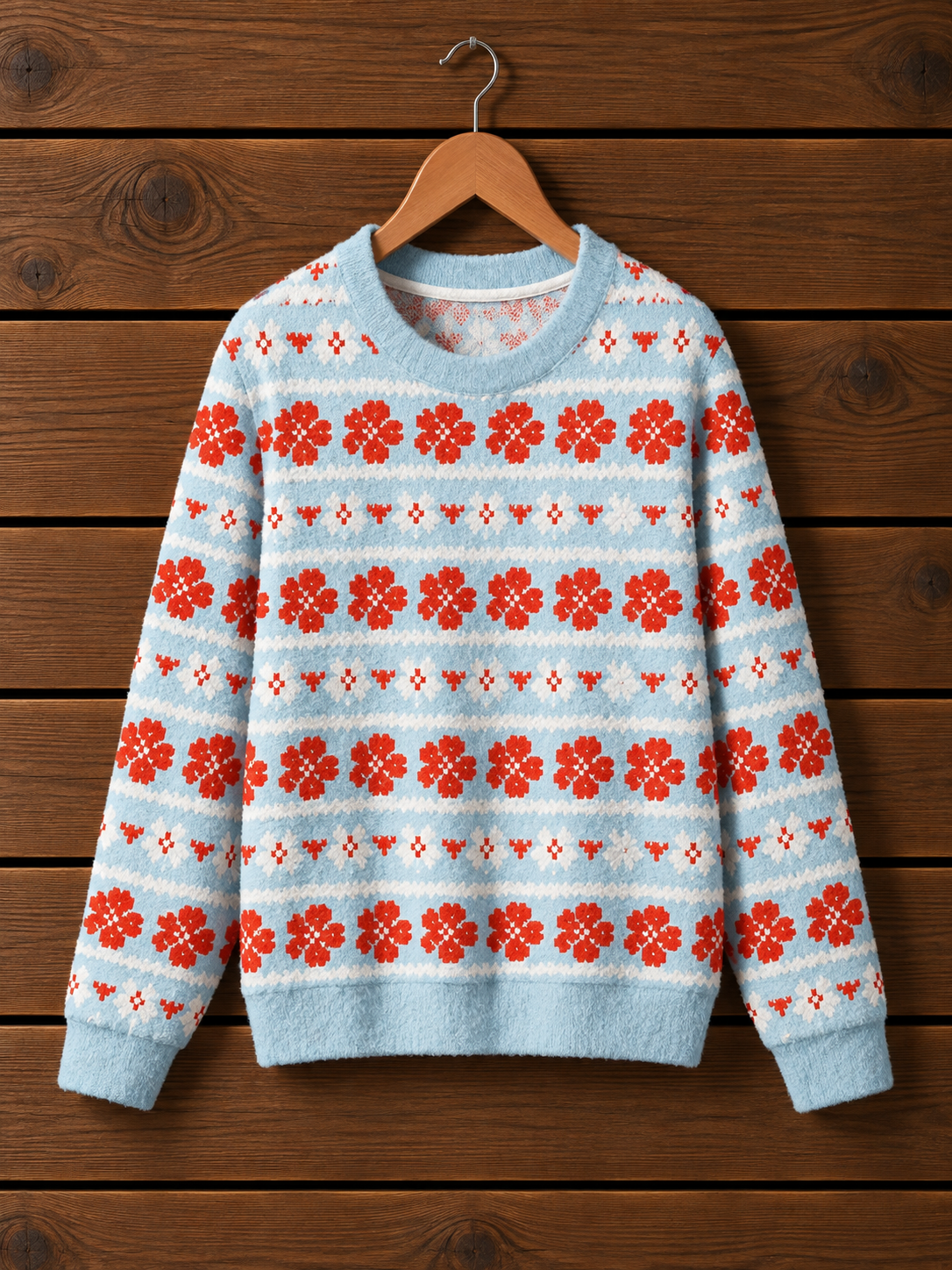 Floral Stripe Apple Flower Crewneck Sweater