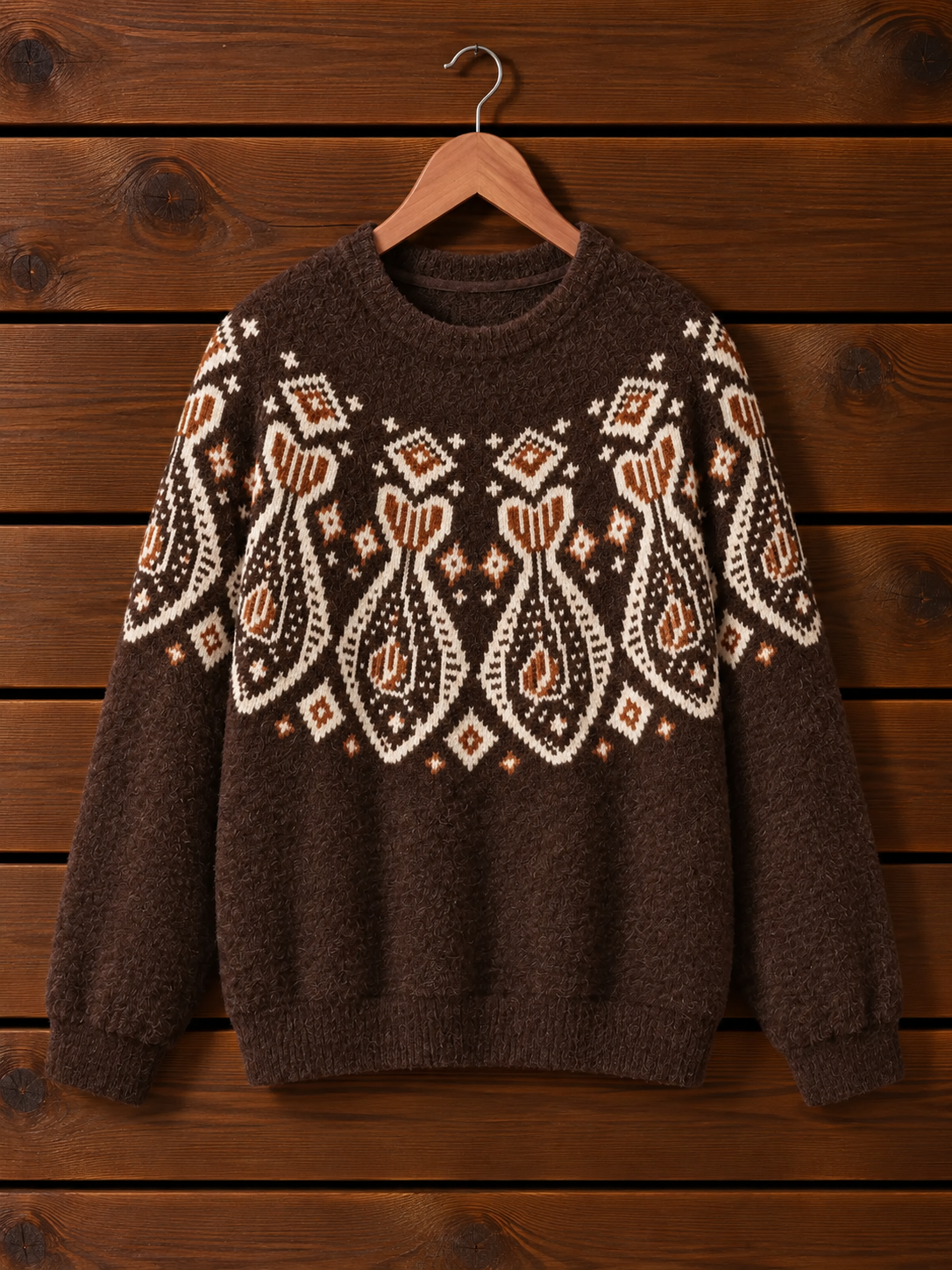Vintage Folk Fish & Paisley Crewneck Sweater