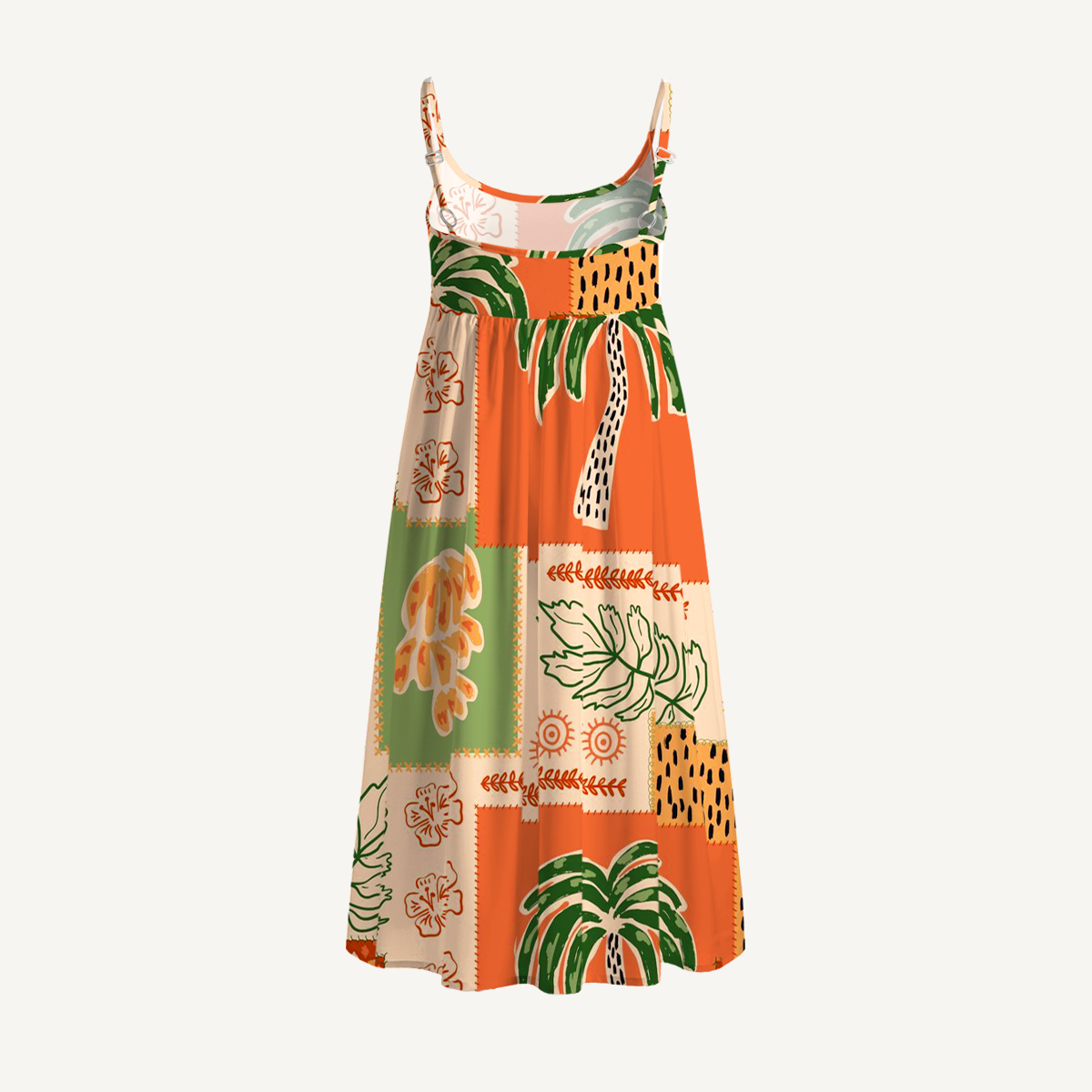 Boho Palm & Hibiscus Print Spaghetti Strap Mini Dress