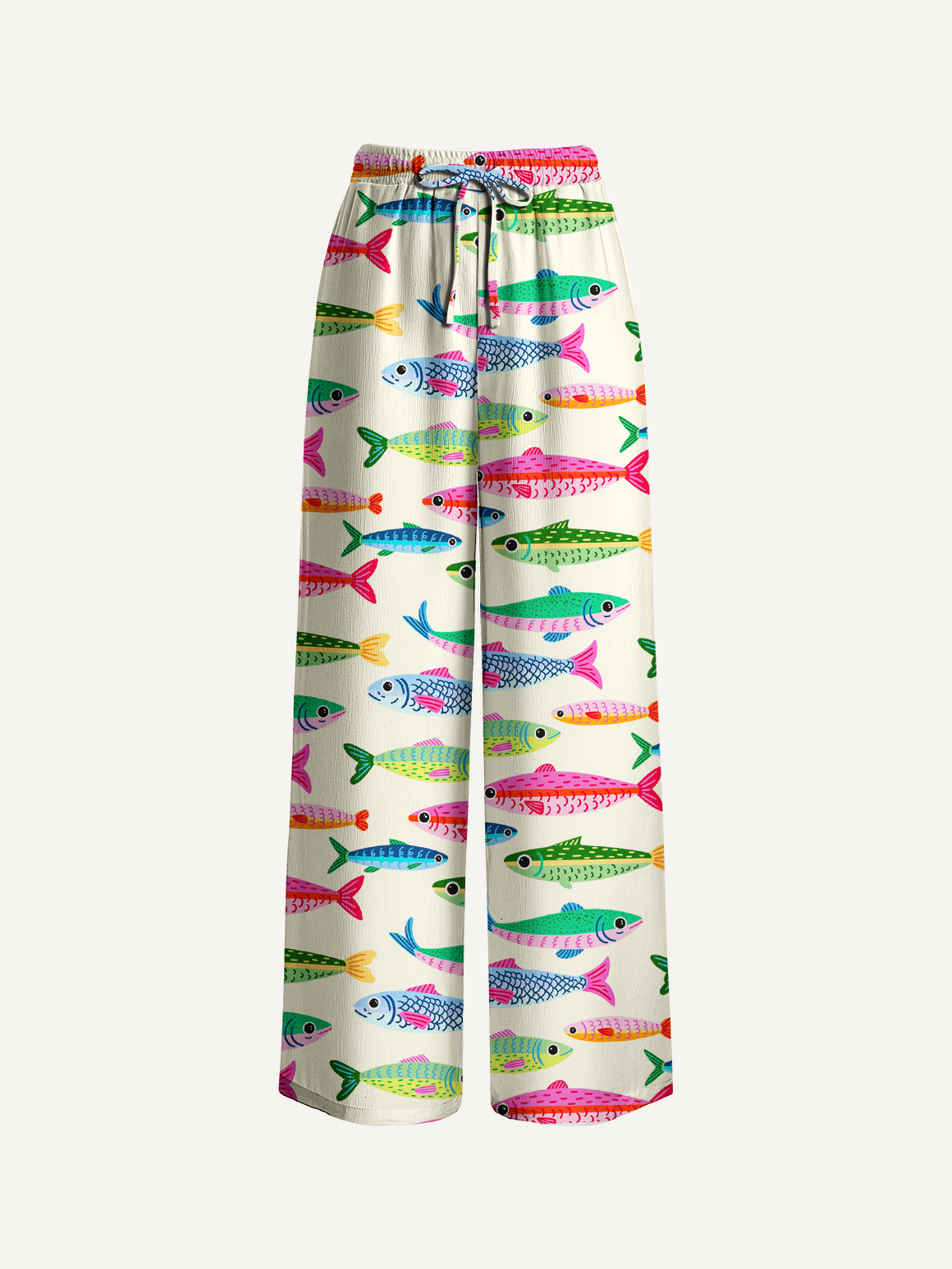 Bright Sardine Wide Leg Tie Waist Pants With Pockets