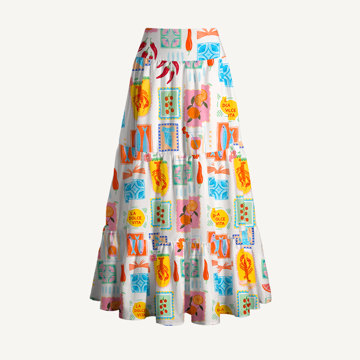 Retro Sun & Palm Maxi Skirt & Strapless Dress