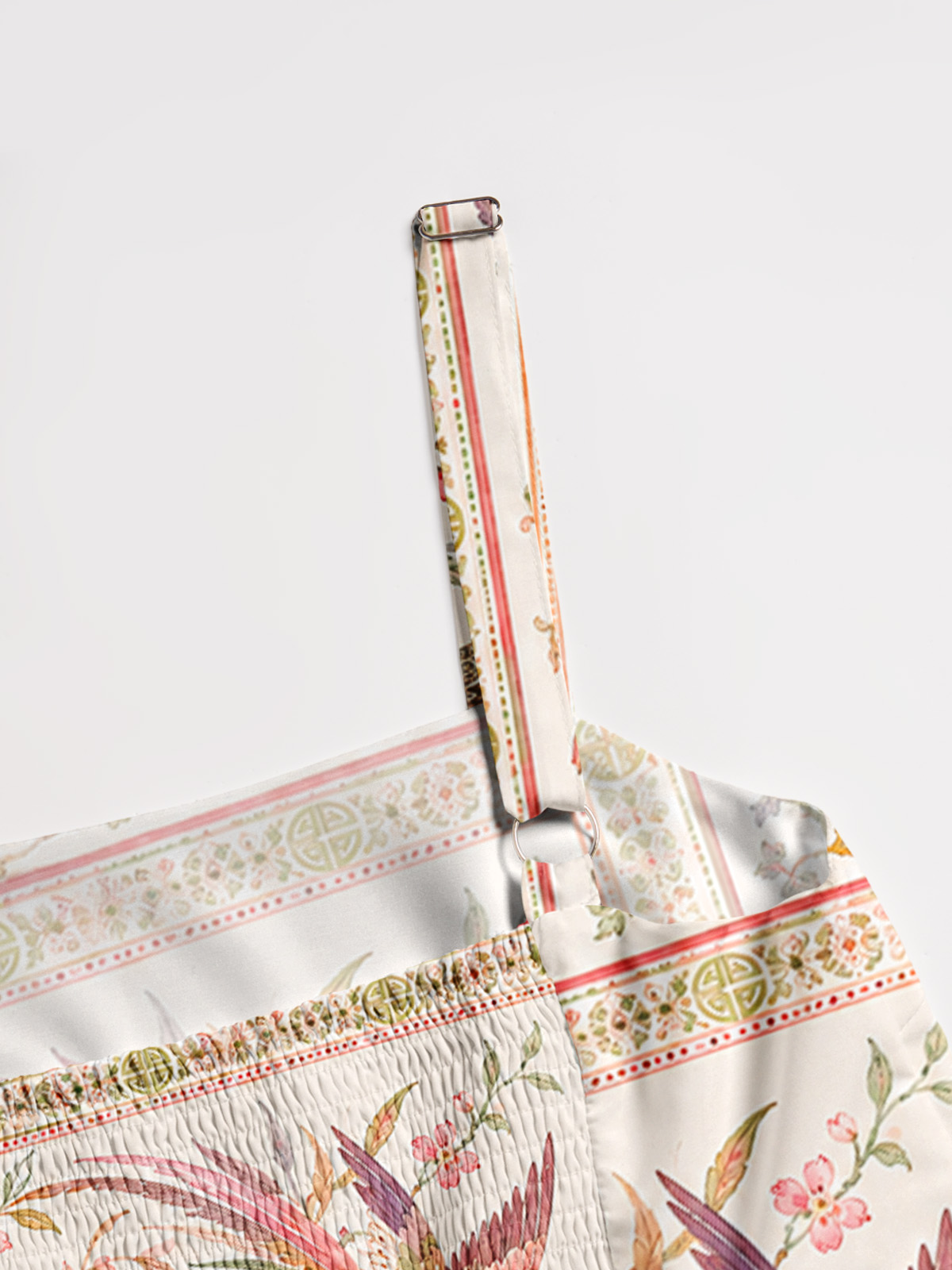 Romantic Crane Chinoiserie Print Strap Maxi Dress With Pockets