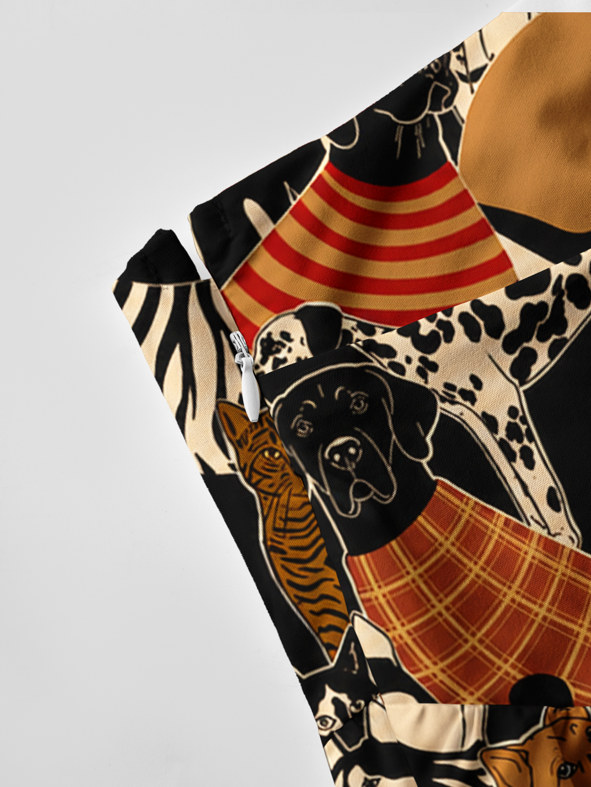 Patterned Cats & Dogs Bow Strap Maxi Dress