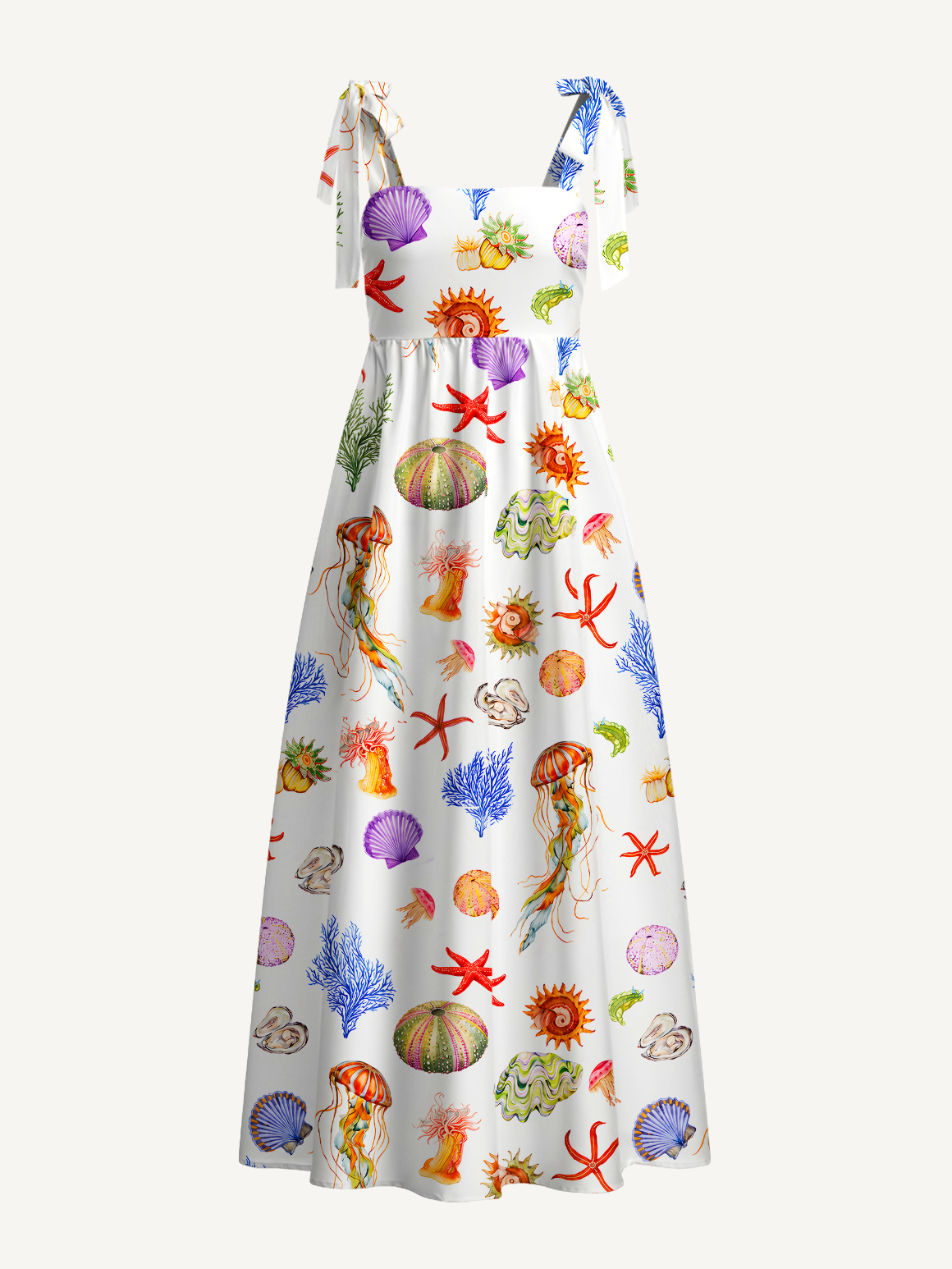 Jellyfish & Seashell Garden Vacation Maxi Dress