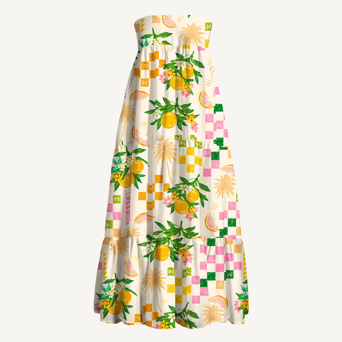 Citrus Breeze Maxi Skirt & Strapless Dress  