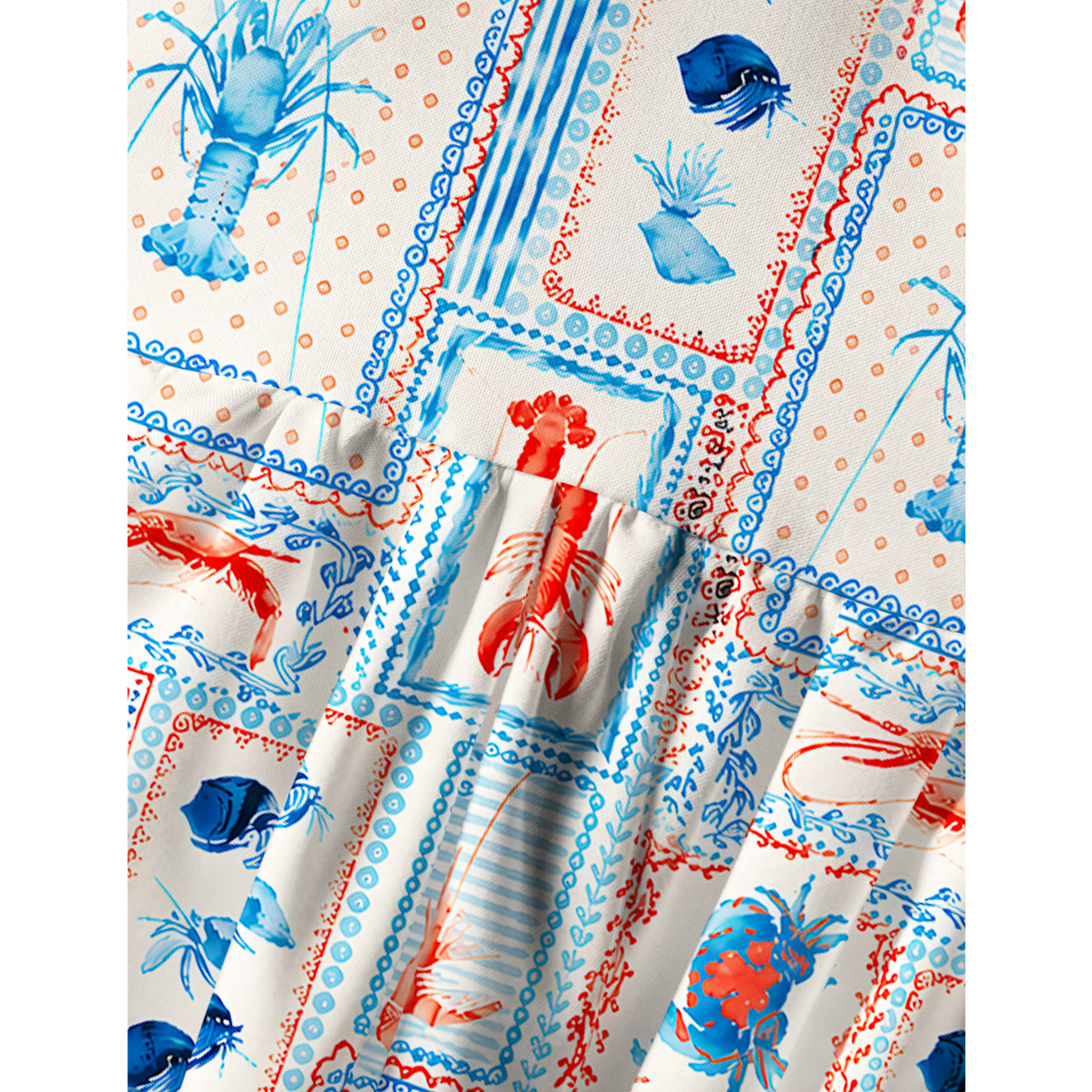 Lobster & Crab Patchwork Vacation Mini Dress