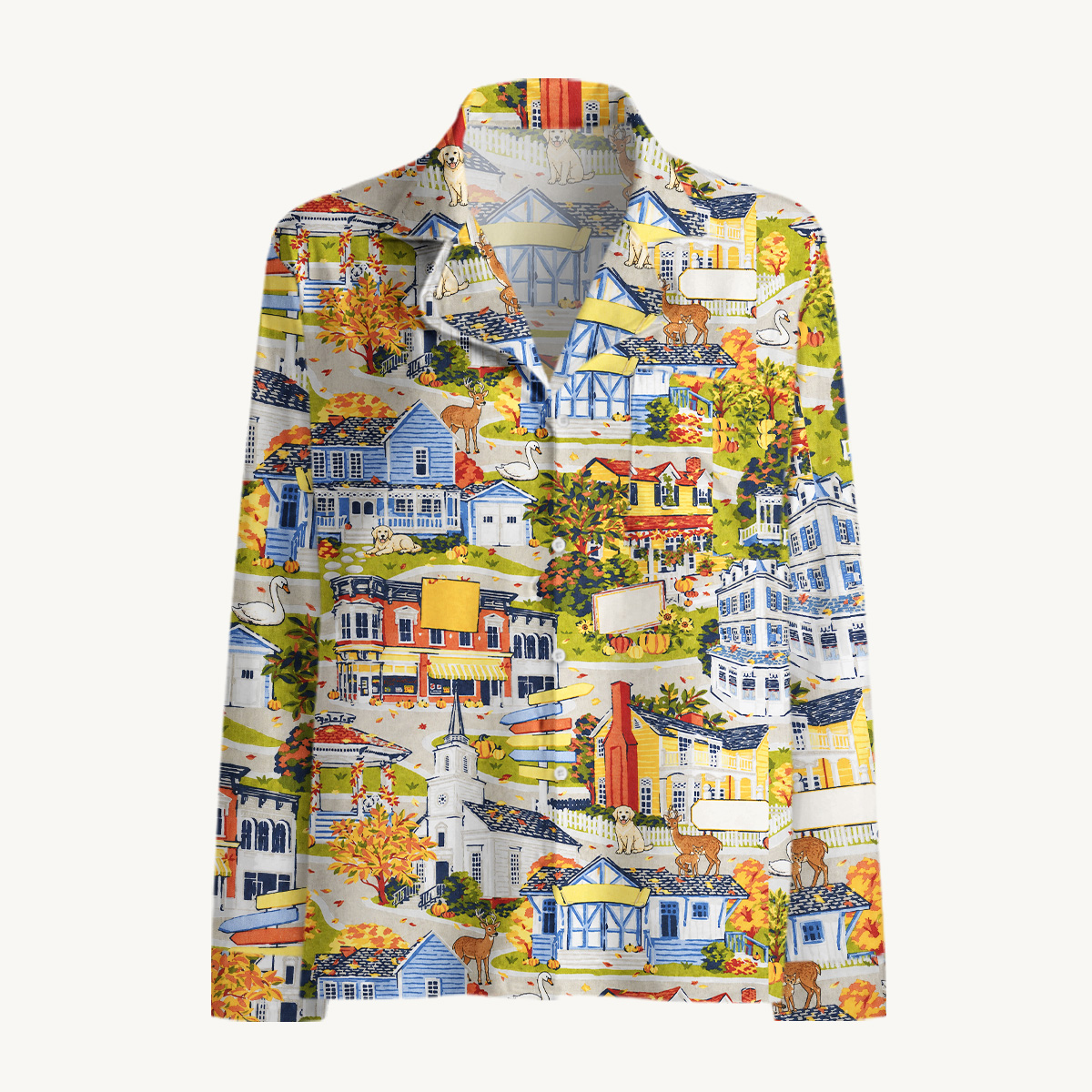 Autumn Village & Woodland Animals Long Sleeves Pajama Sets