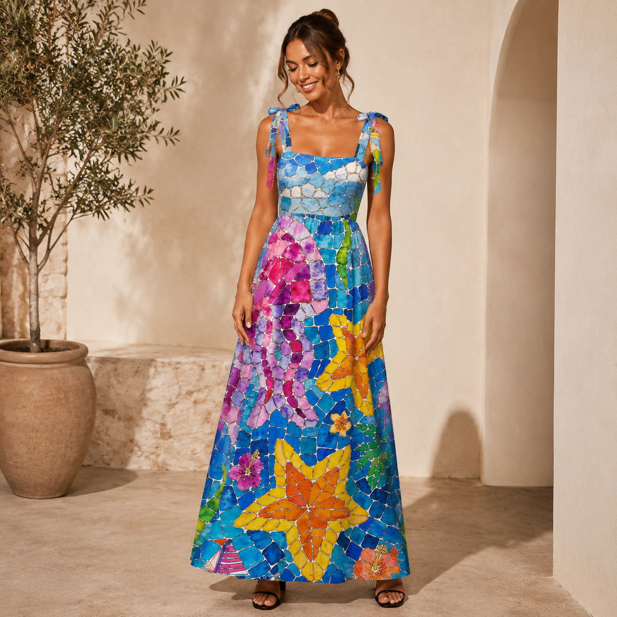 Under the Sea Bow Strap Maxi Dress