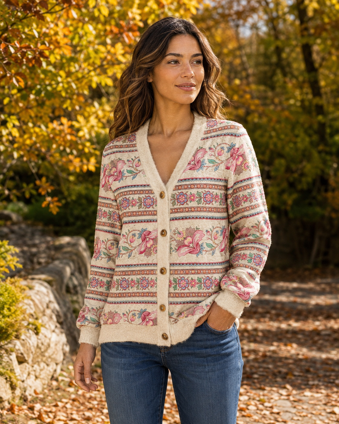 Vintage Floral Ribbon Stripe Pattern Ugly Cardigan Sweaters