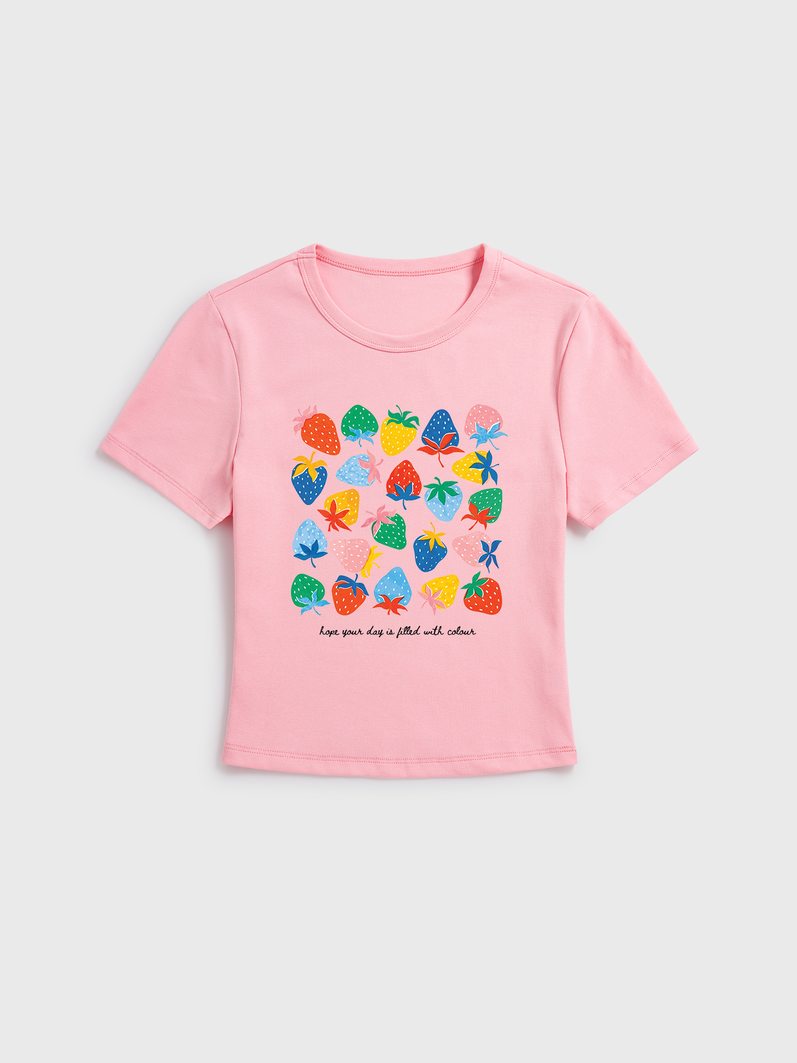 Colorful Strawberry Cotton Baby Tee