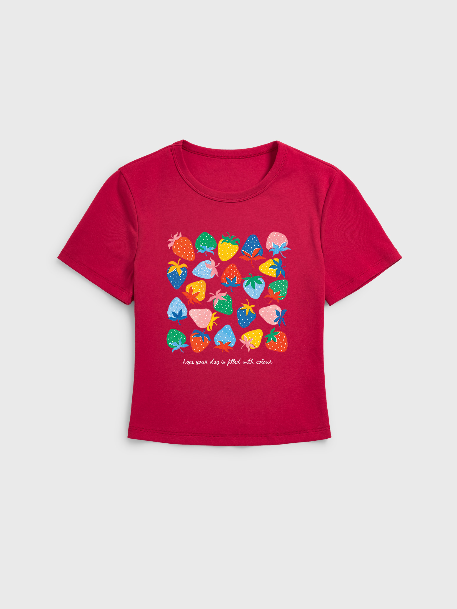 Colorful Strawberry Cotton Baby Tee