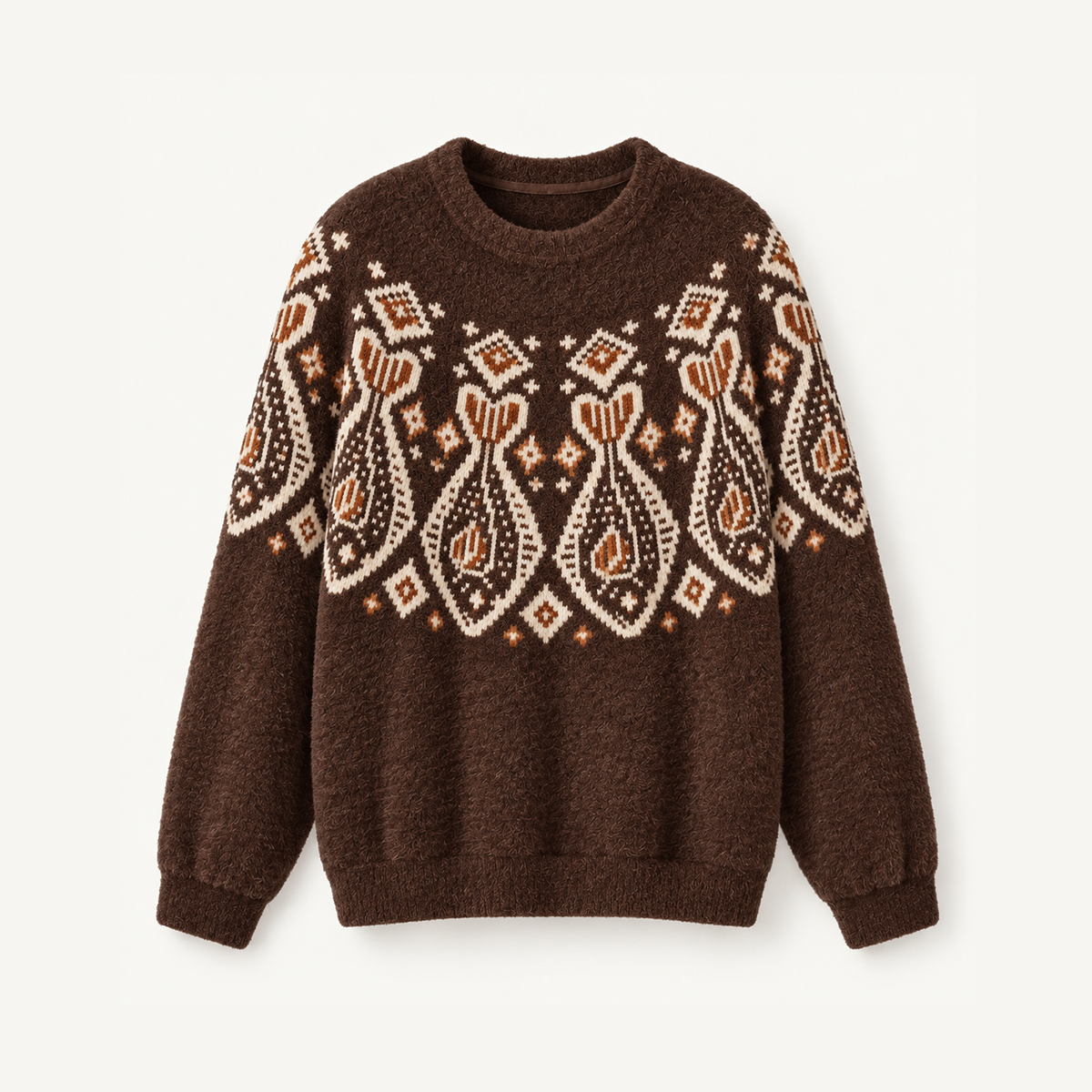 Vintage Folk Fish & Paisley Crewneck Sweater