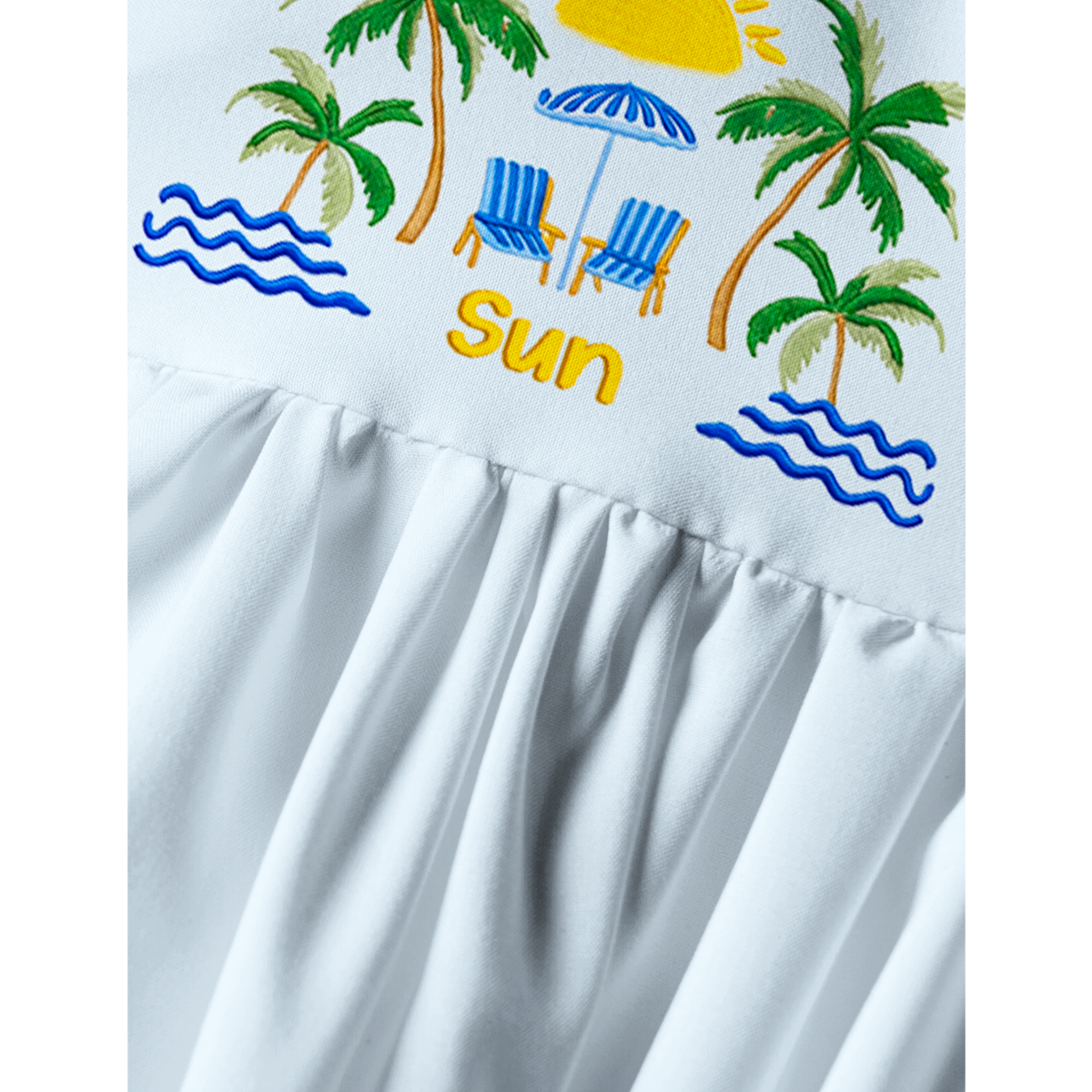 Lemon & Palm Beach Print Spaghetti Strap Mini Dress