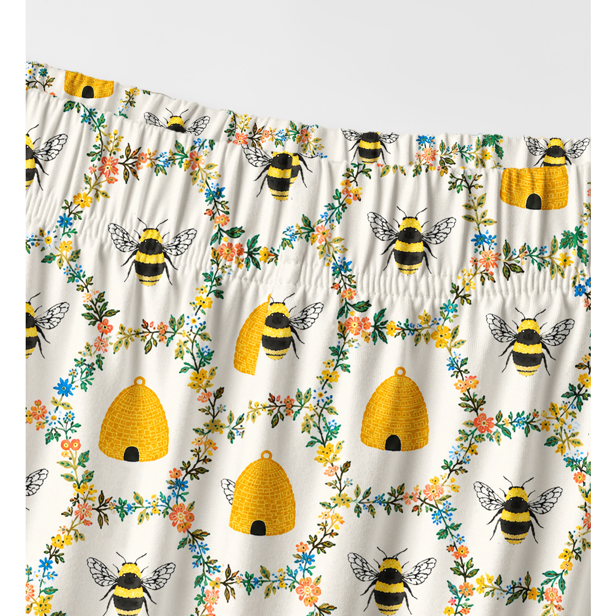 Bumblebee & Beehive Floral Garden Long Sleeves Pajama Sets