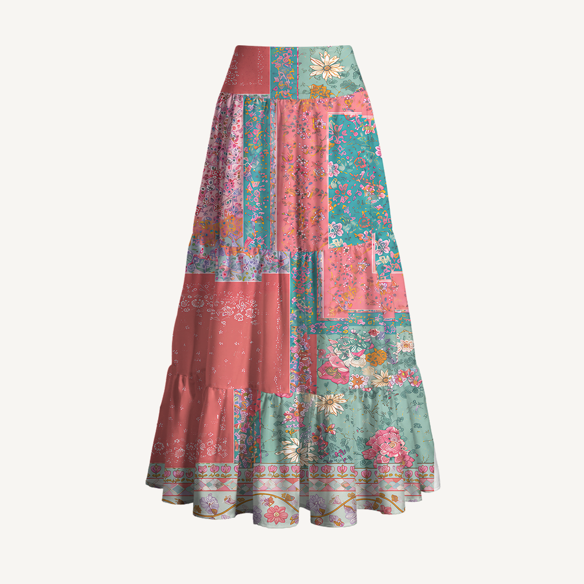 Retro Sun & Palm Maxi Skirt & Strapless Dress