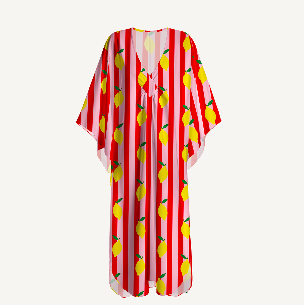 Citrus Stripe Kimono Sleeve Kaftan Dress