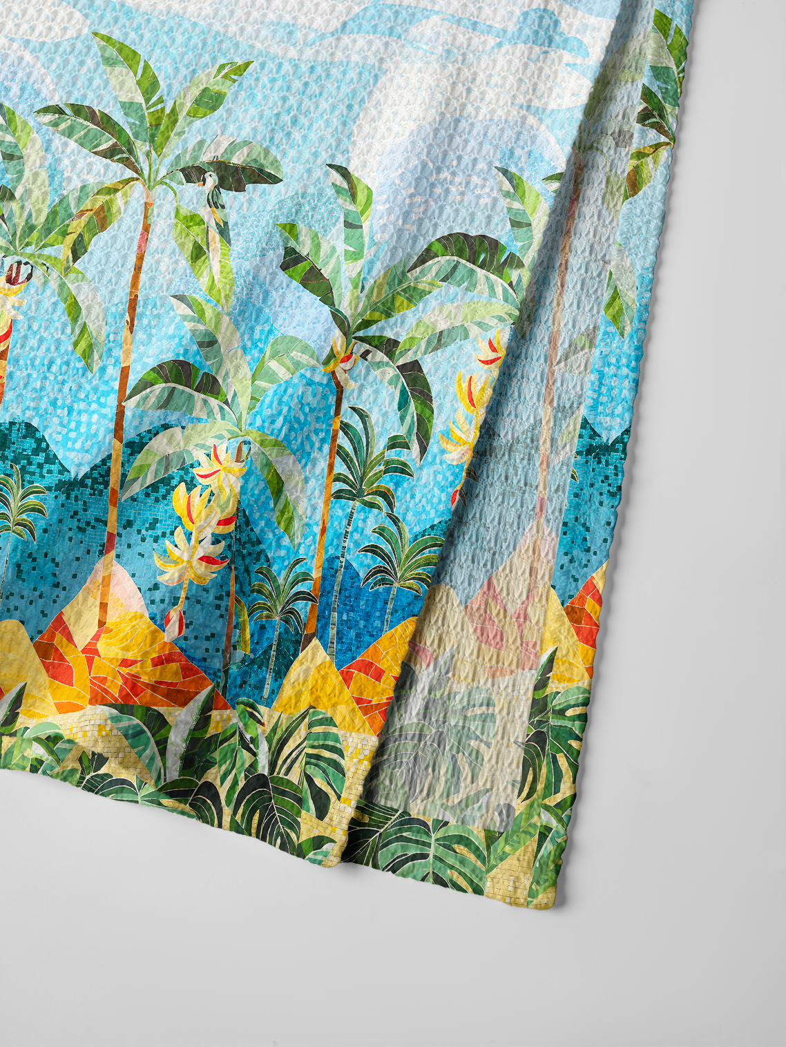 Rainforest Palm Tree Printed Crochet Knit Maxi Dress