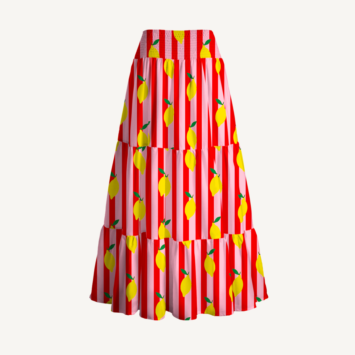 Citrus Stripe Print Maxi Skirt & Strapless Dress  