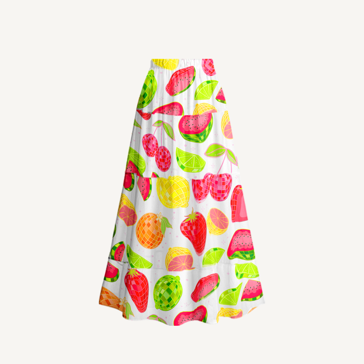 Tropical Fruit Market Print V Neck Swimsuit Sets