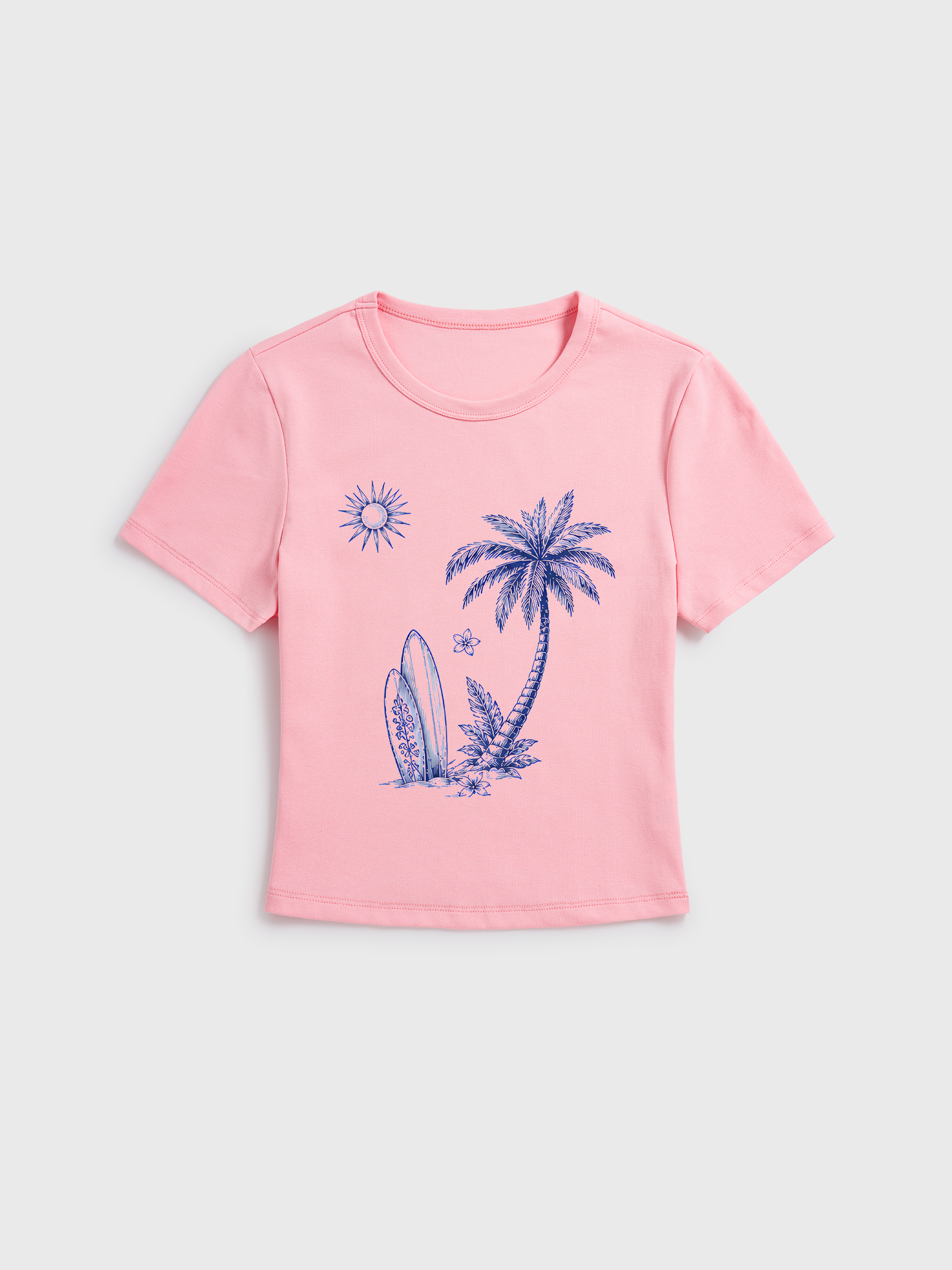 Island Holiday Toile Baby Tee Womens