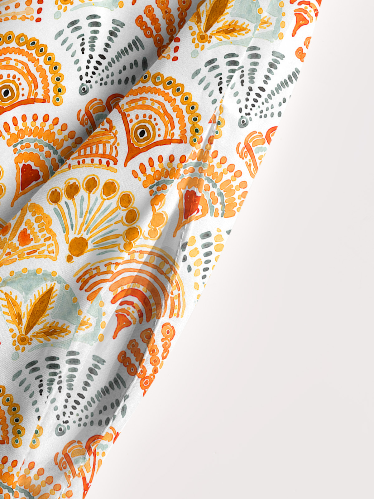 Warm Watercolor Scallop Tile Strap Maxi Dress With Pockets