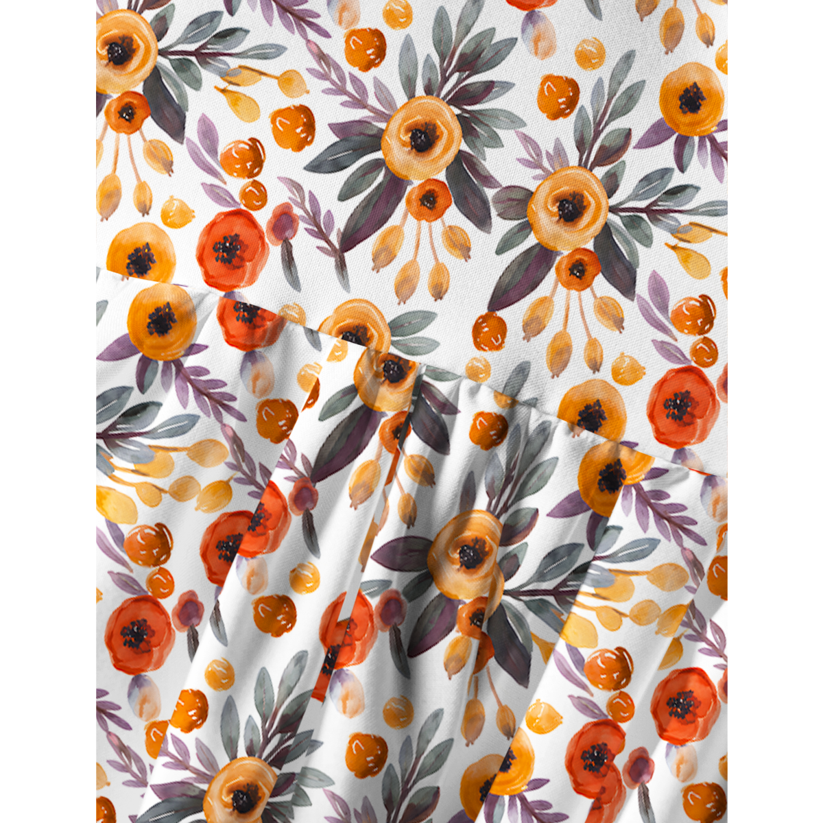 Golden Autumn Garden Print Mini Dress For Women